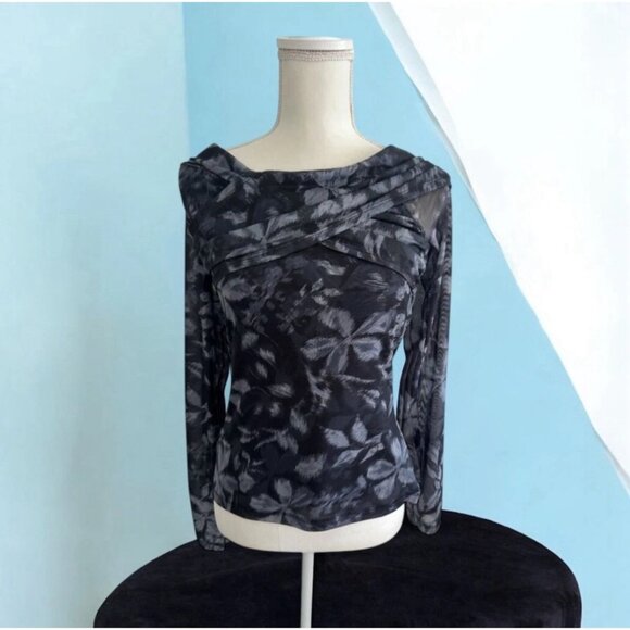 STEVE MADDEN Black Gray Mesh Wrap Top Size XL NEW with tags - Picture 1 of 7